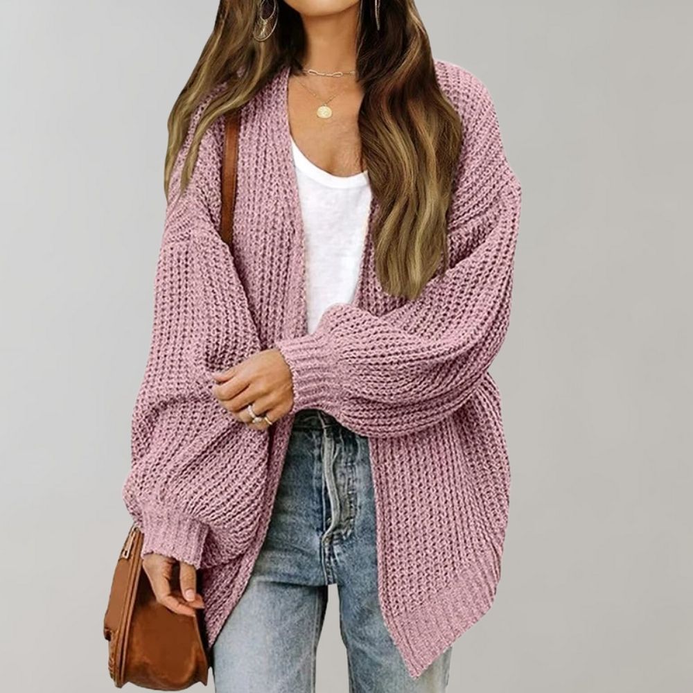 Pletený oversize dámský kardigan | Dlouhý rukáv