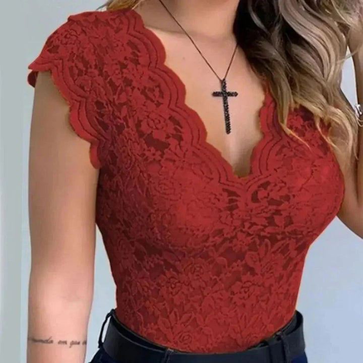 Lysiane | Top elegant din dantelă cu decolteu în V pentru femei | Vară