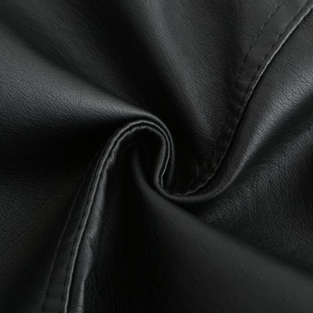 Carla Giacca Biker Donna Cropped – Bunda z ekologické kůže s vysokým límcem a prošívanými detaily