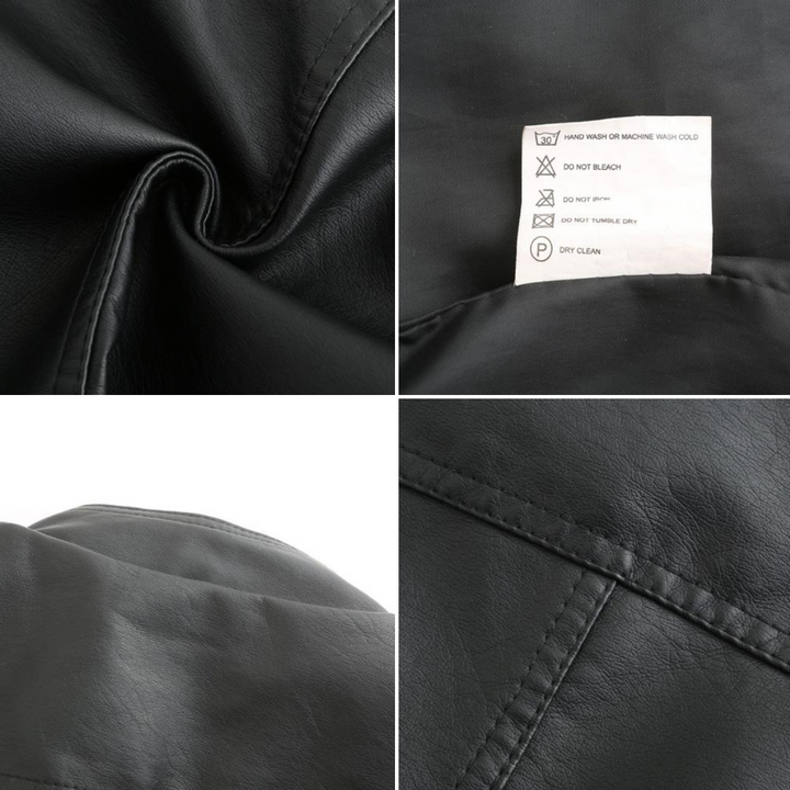 Carla Giacca Biker Donna Cropped – Bunda z ekologické kůže s vysokým límcem a prošívanými detaily