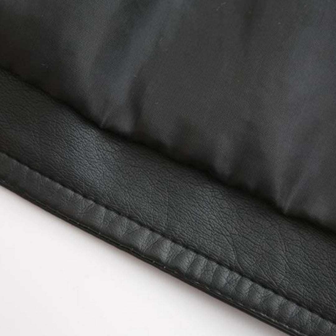 Carla Giacca Biker Donna Cropped – Bunda z ekologické kůže s vysokým límcem a prošívanými detaily