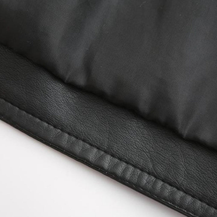Carla Giacca Biker Donna Cropped – Bunda z ekologické kůže s vysokým límcem a prošívanými detaily