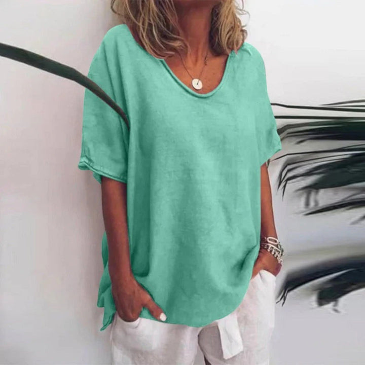 Adèle | Bluza Oversize cu Decolteu în V pentru Femei | Mâneci Scurte