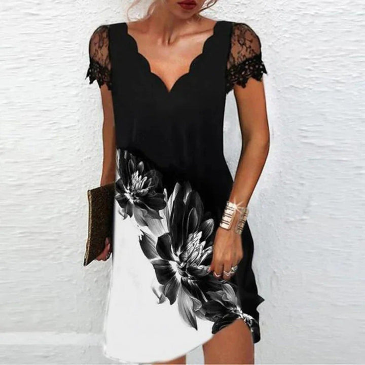 Adèle | Rochie casual florală cu decolteu în V pentru femei | Mini