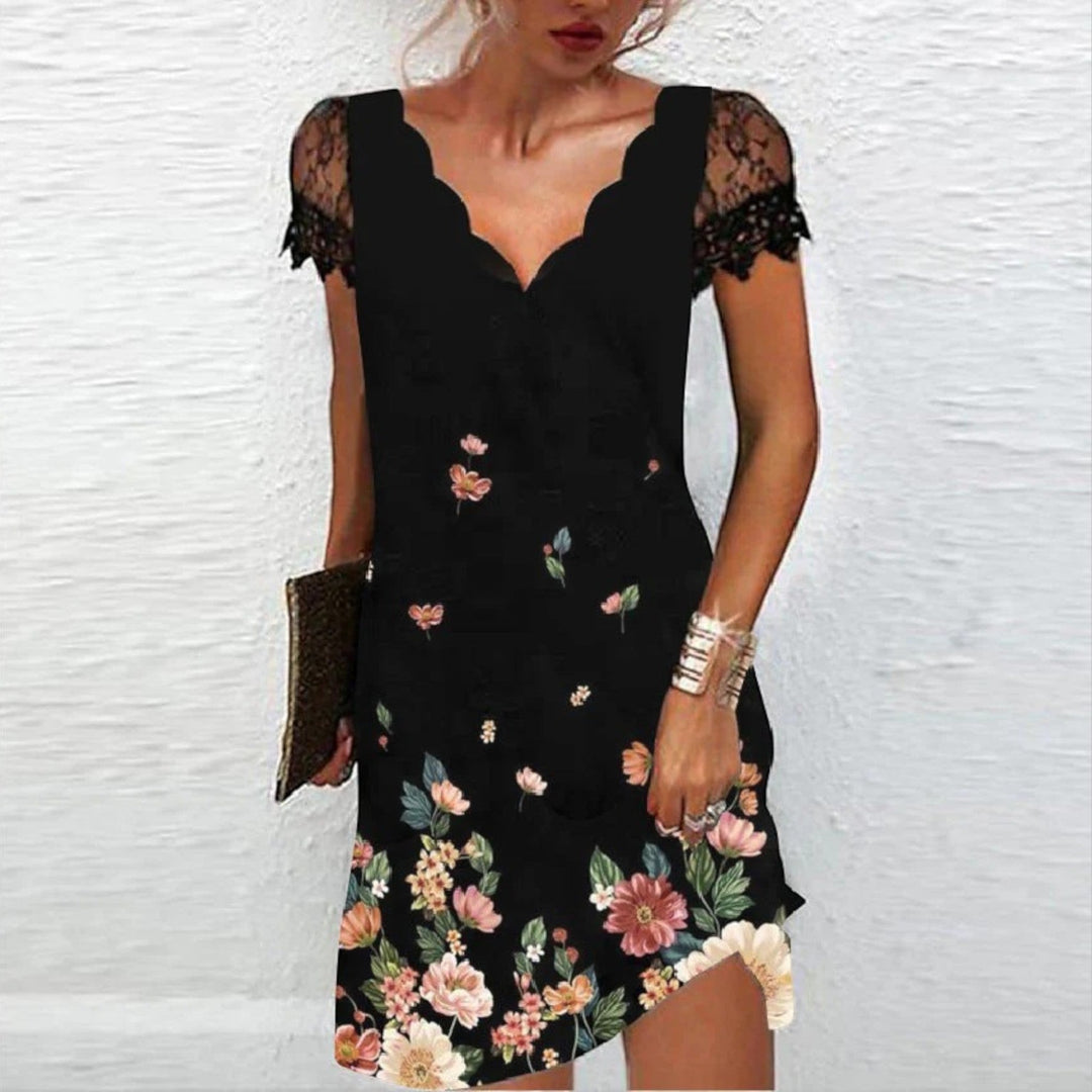 Adèle | Rochie casual florală cu decolteu în V pentru femei | Mini