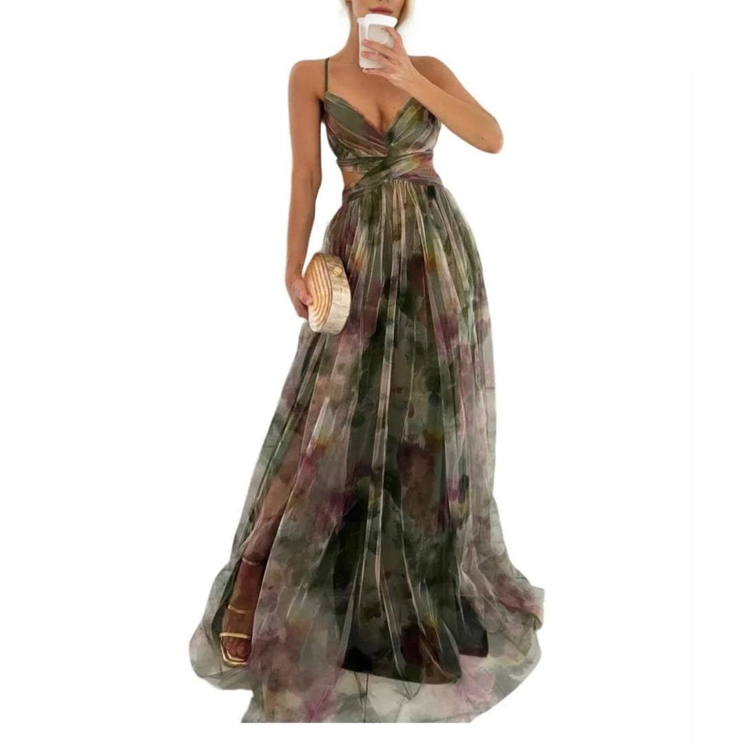 Evania Abito Elegante Donna – Spalle Scoperte, Tulle A-Line & Spacco Maxi da Sera