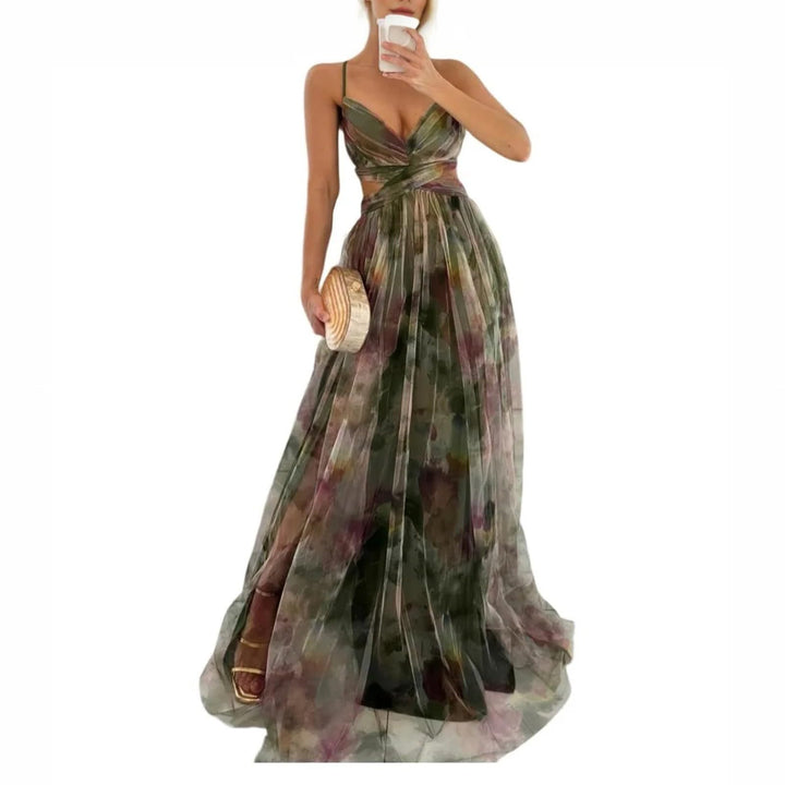 Evania Abito Elegante Donna – Spalle Scoperte, Tulle A-Line & Spacco Maxi da Sera