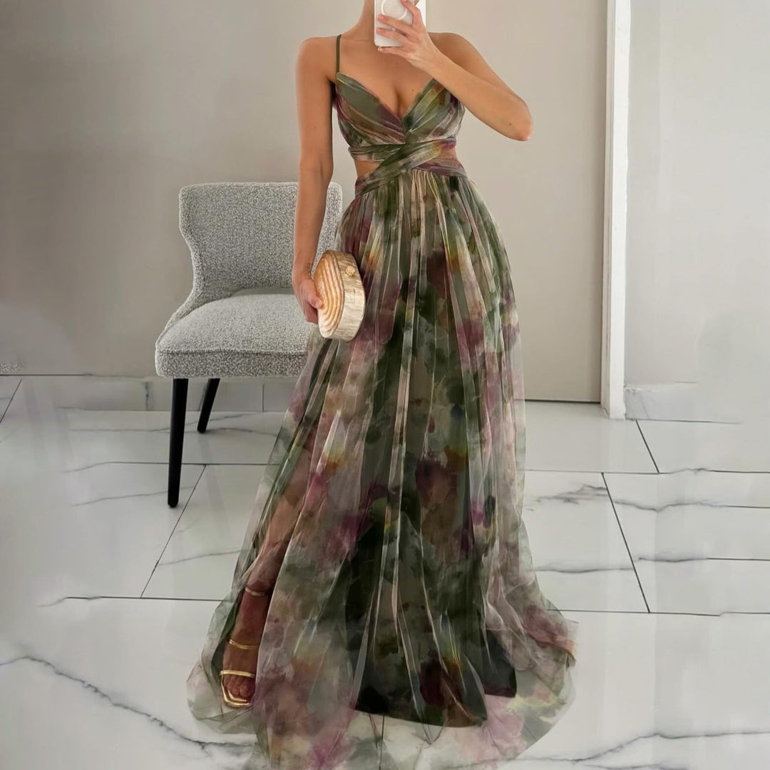 Evania Abito Elegante Donna – Spalle Scoperte, Tulle A-Line & Spacco Maxi da Sera