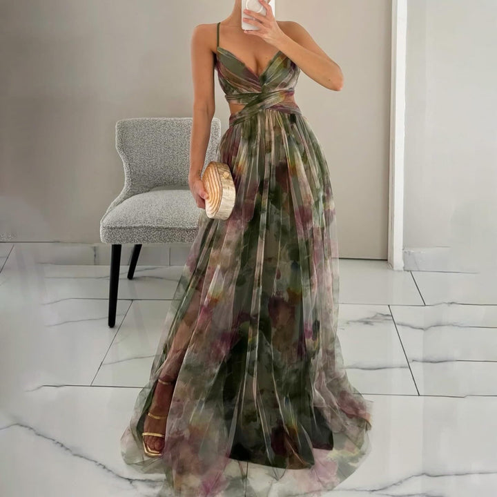 Evania Abito Elegante Donna – Spalle Scoperte, Tulle A-Line & Spacco Maxi da Sera