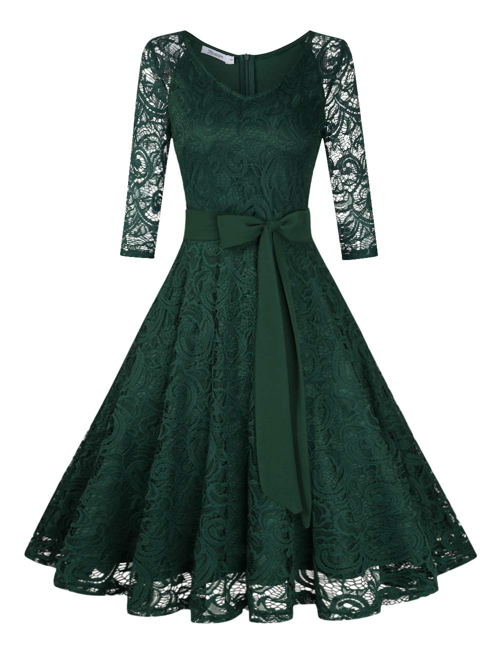 Růžové elegantní dámské šaty z krajky – výstřih do V, délka po kolena a vintage styl