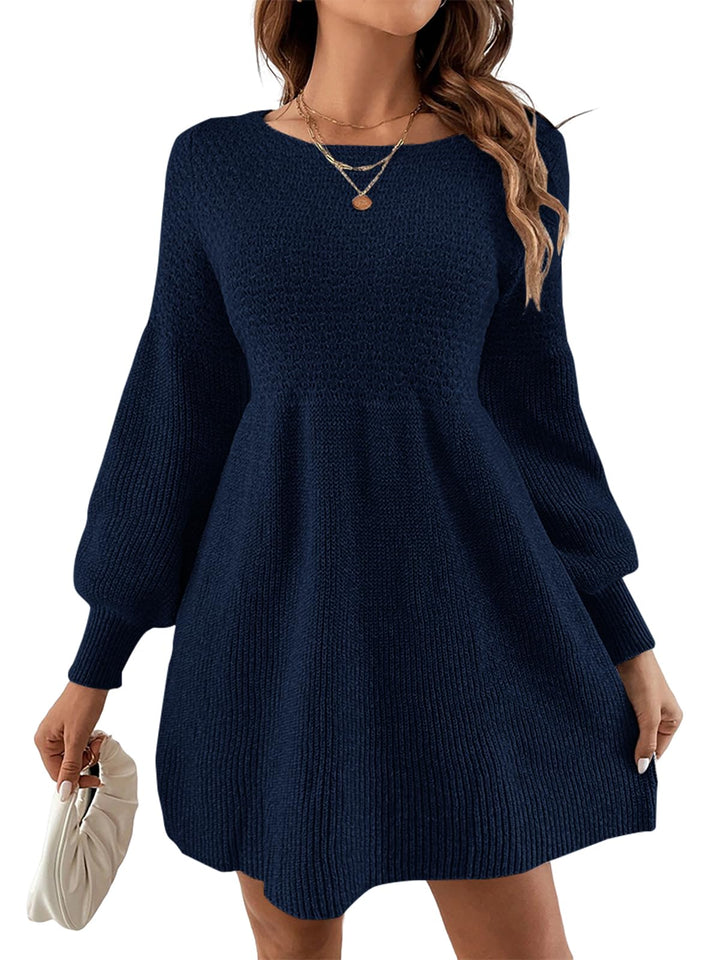 Scottie Vestito Maglia Donna – Maniche a Sbuffo, Vita Alta & Mini A-Line Elegante