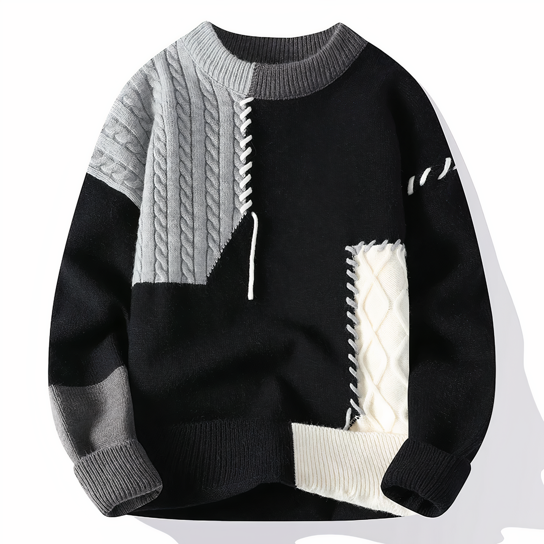 Pulover bărbați Mill Maglione Patchwork – Pulover casual cald cu croială regulară și design modern