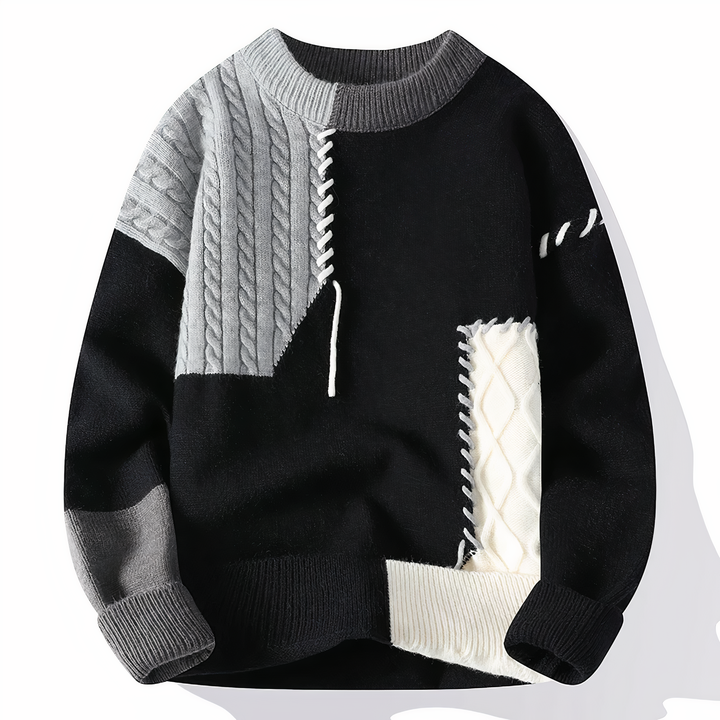 Pulover bărbați Mill Maglione Patchwork – Pulover casual cald cu croială regulară și design modern
