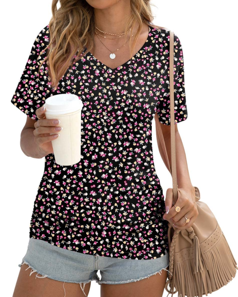 Elara Top Donna – Scollo a V, Drappeggi Laterali & T-Shirt Casual Elegante