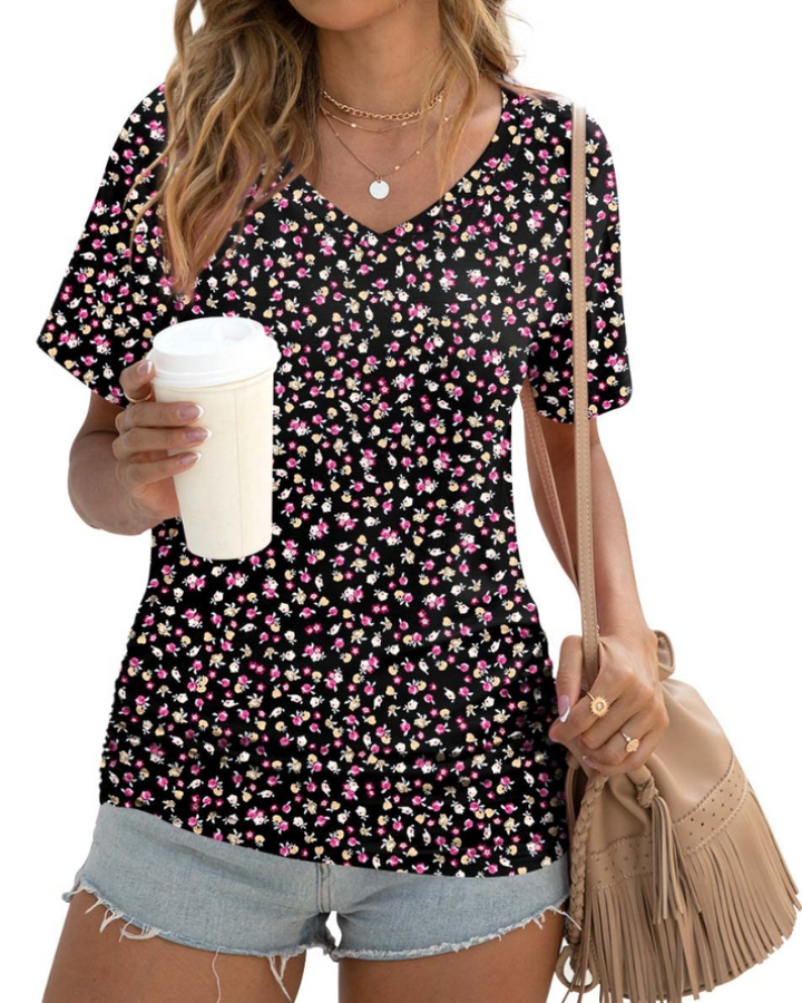 Elara Top Donna – Scollo a V, Drappeggi Laterali & T-Shirt Casual Elegante