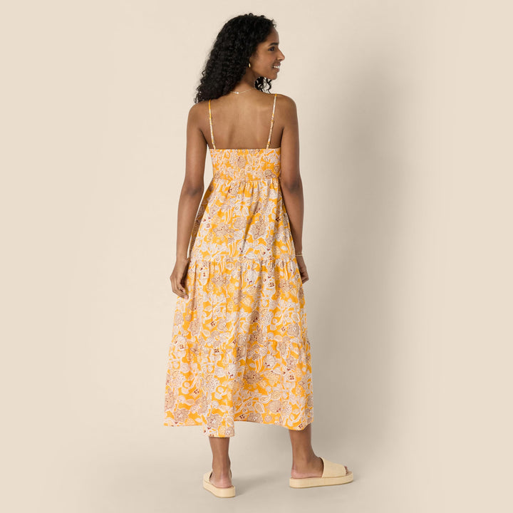 Delyth Maxikleid Damen – V-Ausschnitt, Verstellbare Träger & A-Linie mit Volants