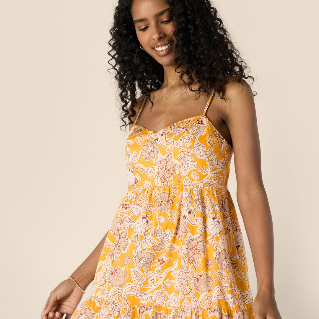 Delyth Maxikleid Damen – V-Ausschnitt, Verstellbare Träger & A-Linie mit Volants