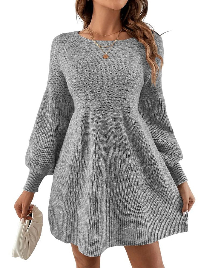 Scottie Vestito Maglia Donna – Maniche a Sbuffo, Vita Alta & Mini A-Line Elegante