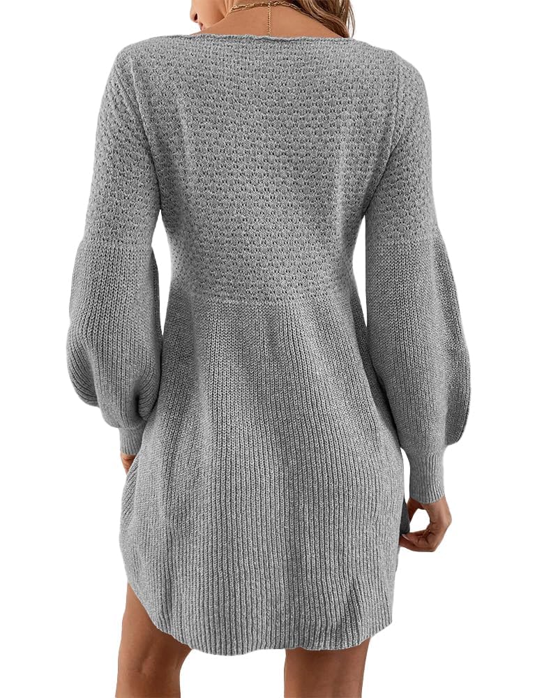 Scottie Vestito Maglia Donna – Maniche a Sbuffo, Vita Alta & Mini A-Line Elegante