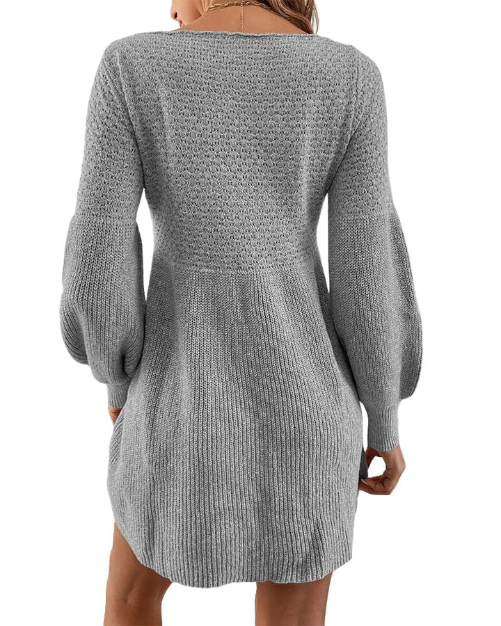 Scottie Vestito Maglia Donna – Maniche a Sbuffo, Vita Alta & Mini A-Line Elegante