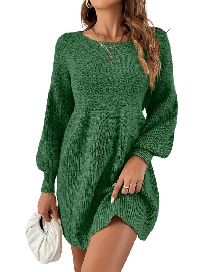 Scottie Vestito Maglia Donna – Maniche a Sbuffo, Vita Alta & Mini A-Line Elegante