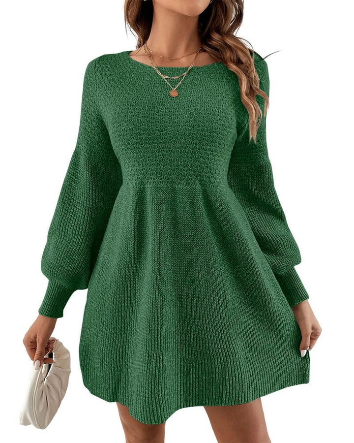 Scottie Vestito Maglia Donna – Maniche a Sbuffo, Vita Alta & Mini A-Line Elegante
