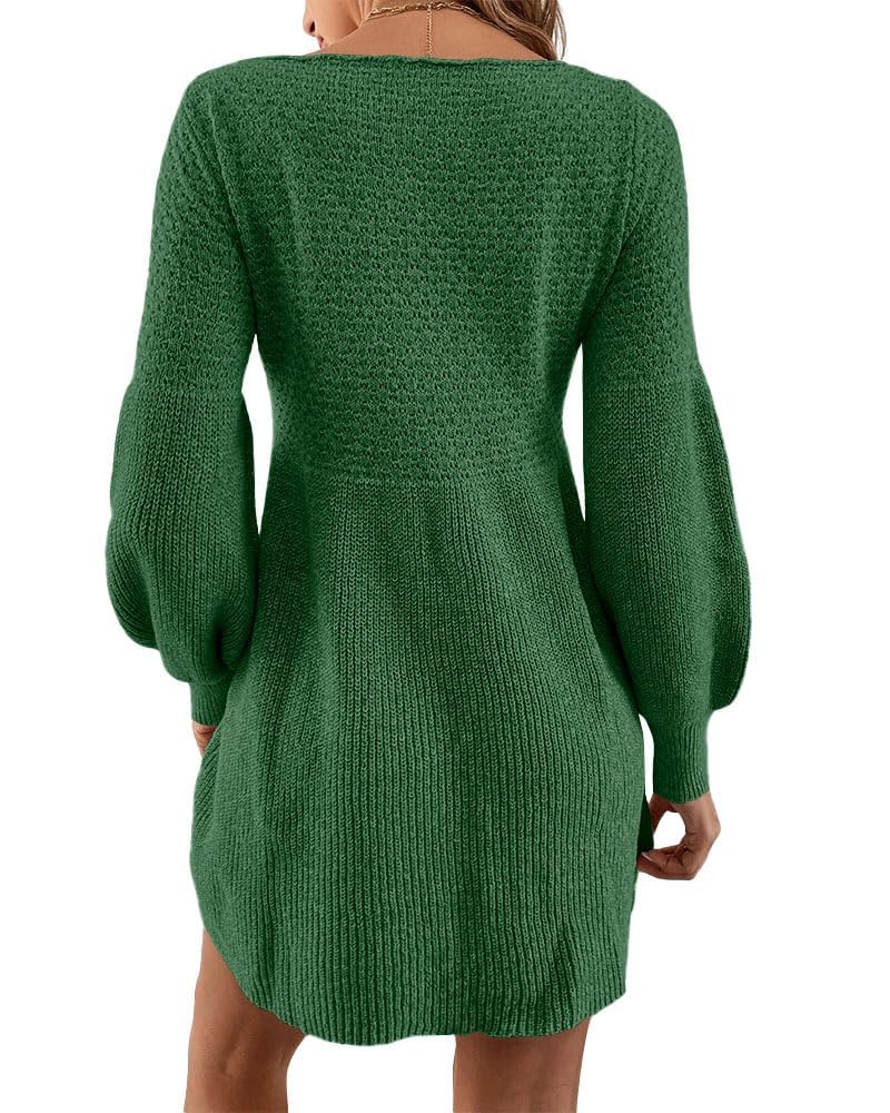 Scottie Vestito Maglia Donna – Maniche a Sbuffo, Vita Alta & Mini A-Line Elegante