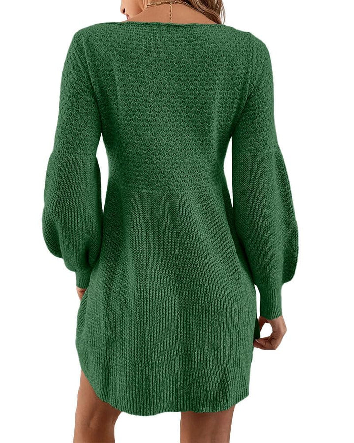 Scottie Vestito Maglia Donna – Maniche a Sbuffo, Vita Alta & Mini A-Line Elegante