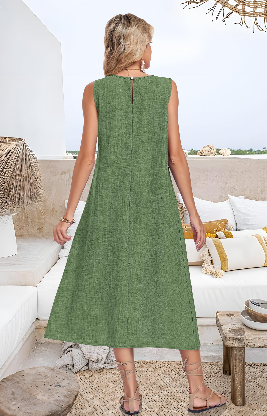 Lirienne Vestito Maxi Donna – Senza Maniche, Linea H & Tasche Casual Estive