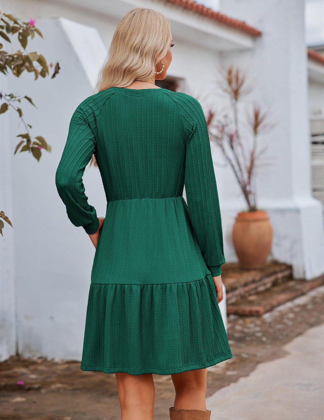 Zephyra Vestito in Maglia Donna – Scollo a V, Maniche Lunghe & A-Line con Tasche