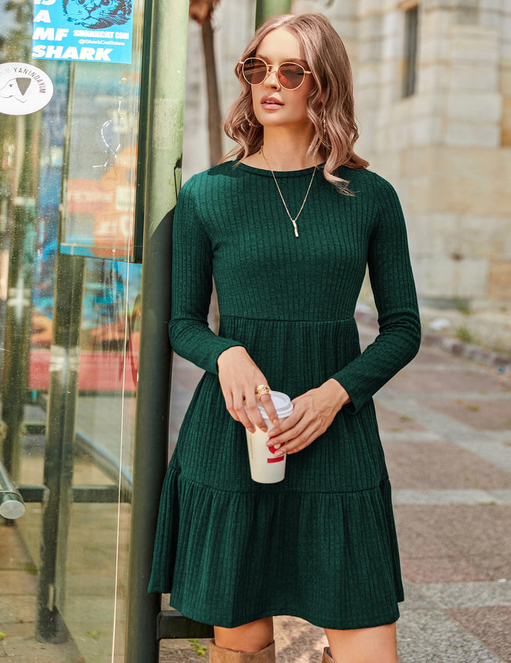 Lakelyn Vestito Donna Autunno – Maniche Lunghe, Collo Tondo & Tasche con Linea A Elegante