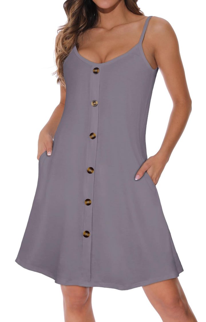 Veloura Vestito Estivo Donna – Spalline Sottili Regolabili, Scollo a V & Tasche Casual