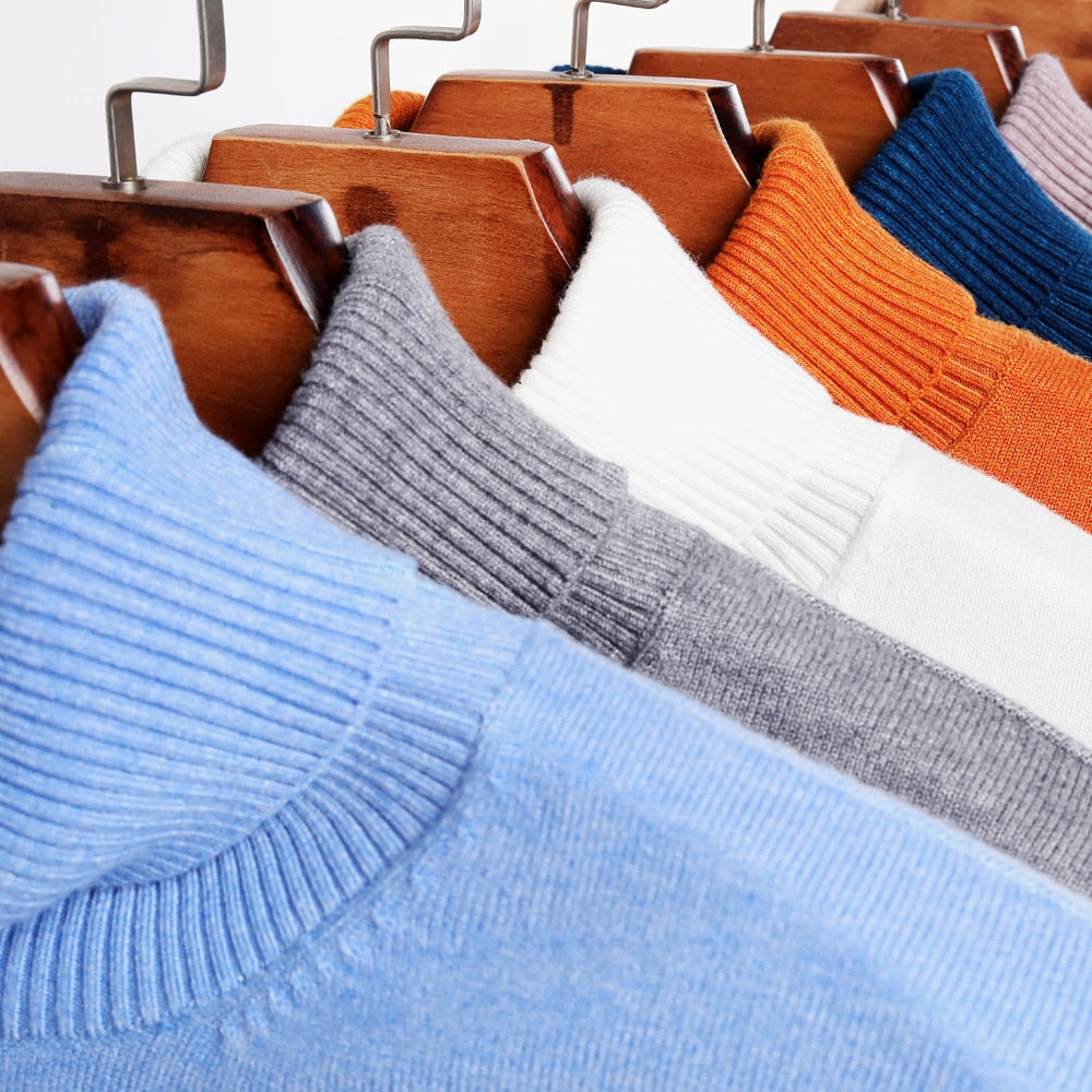 Lucas Maglione Bărbați cu Guler Înalt – Pulover Slim Fit Elegant din Țesătură Moale și Caldă