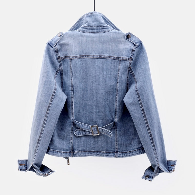 Chaqueta de mezclilla para mujer con mangas largas | con cremallera