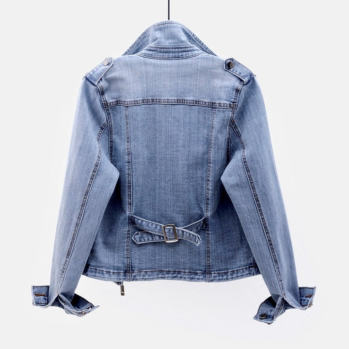 Chaqueta de mezclilla para mujer con mangas largas | con cremallera