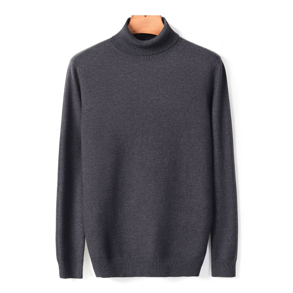 Lucas Maglione Bărbați cu Guler Înalt – Pulover Slim Fit Elegant din Țesătură Moale și Caldă