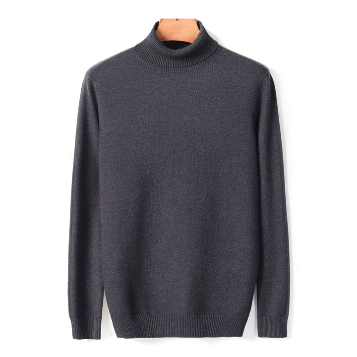Lucas Maglione Bărbați cu Guler Înalt – Pulover Slim Fit Elegant din Țesătură Moale și Caldă