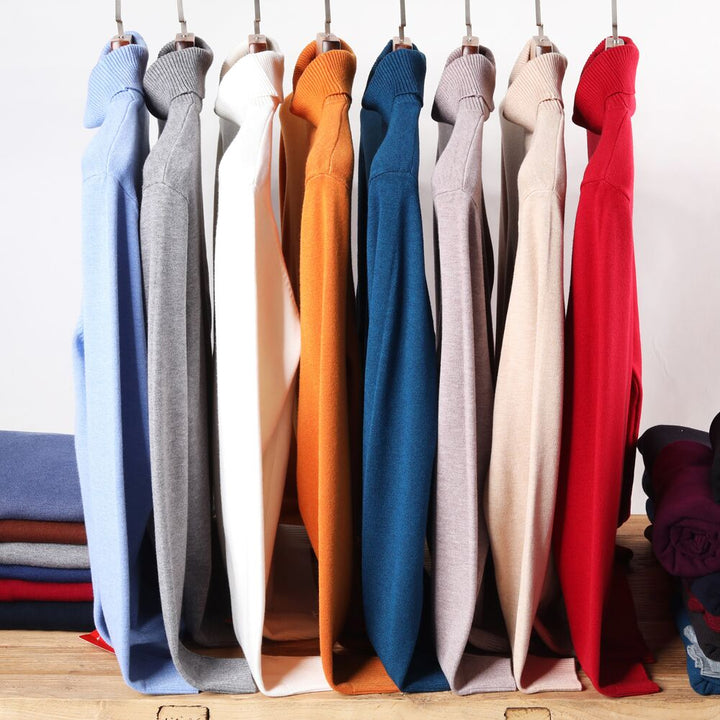 Lucas Maglione Bărbați cu Guler Înalt – Pulover Slim Fit Elegant din Țesătură Moale și Caldă