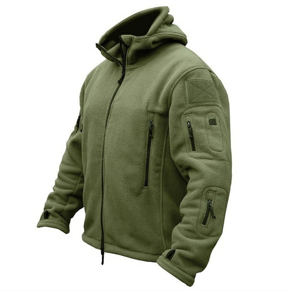 Raw Jakke til Mænd i Termisk Fleece Militærstil – Vindafvisende, Hætte & Udendørs Komfort