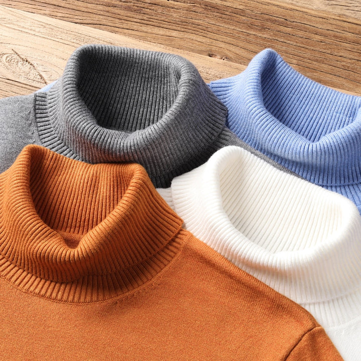 Lucas Maglione Bărbați cu Guler Înalt – Pulover Slim Fit Elegant din Țesătură Moale și Caldă