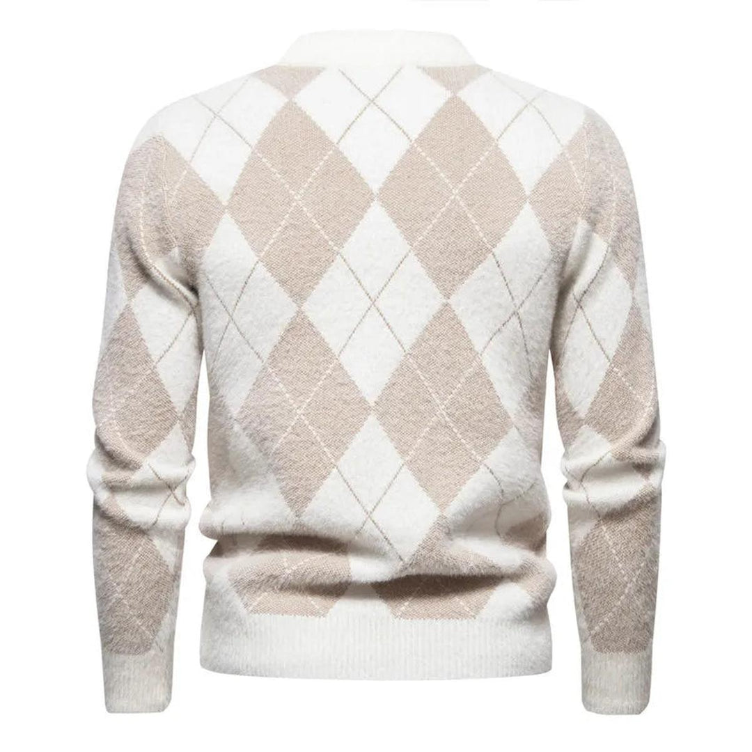 Richard Maglione Bărbat Argyle – Pulover de Iarnă Elegant din Tricot cu Model Clasic