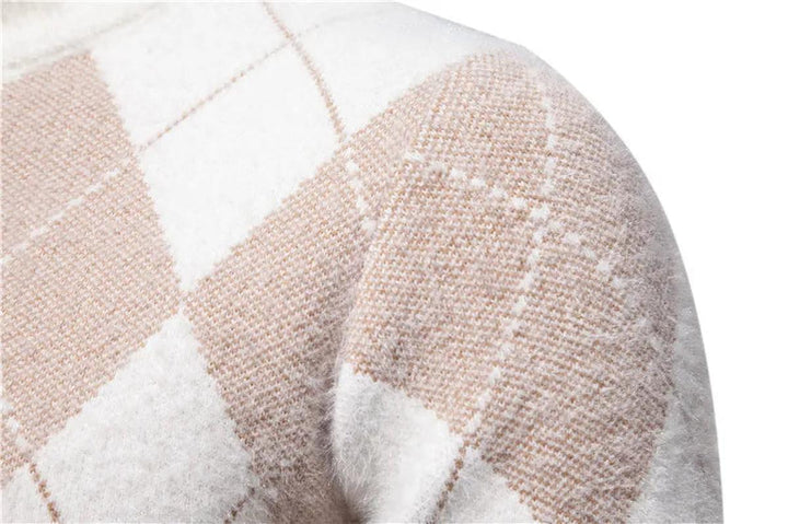 Richard Maglione Bărbat Argyle – Pulover de Iarnă Elegant din Tricot cu Model Clasic
