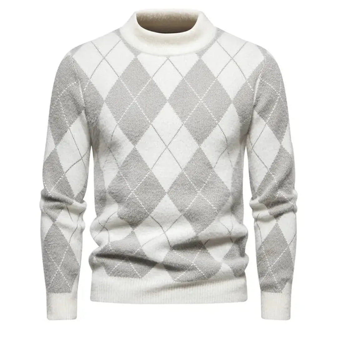 Richard Maglione Bărbat Argyle – Pulover de Iarnă Elegant din Tricot cu Model Clasic