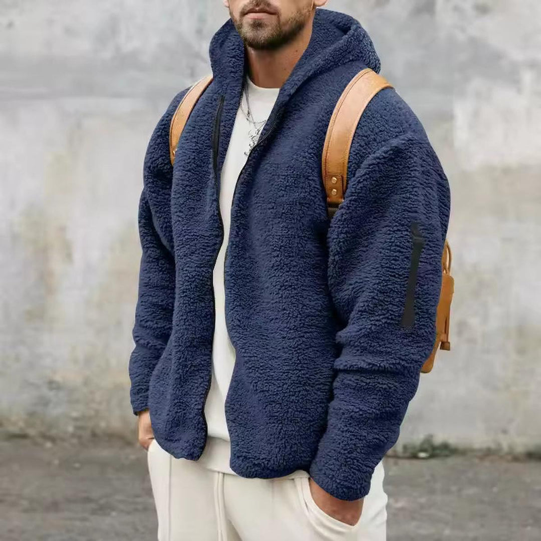 Reagan Herrenjacke aus Fleece Oversize – Winterfleece mit Kapuze und Reißverschluss