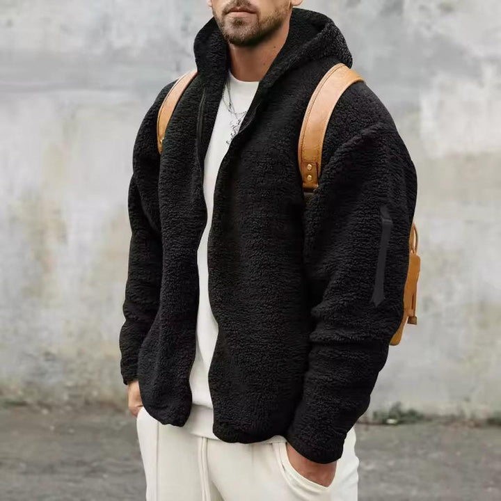 Reagan Herrenjacke aus Fleece Oversize – Winterfleece mit Kapuze und Reißverschluss