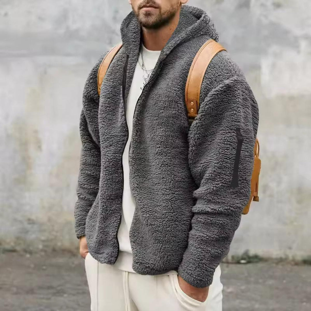 Reagan Herrenjacke aus Fleece Oversize – Winterfleece mit Kapuze und Reißverschluss