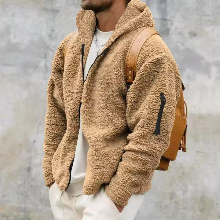 Reagan Herrenjacke aus Fleece Oversize – Winterfleece mit Kapuze und Reißverschluss