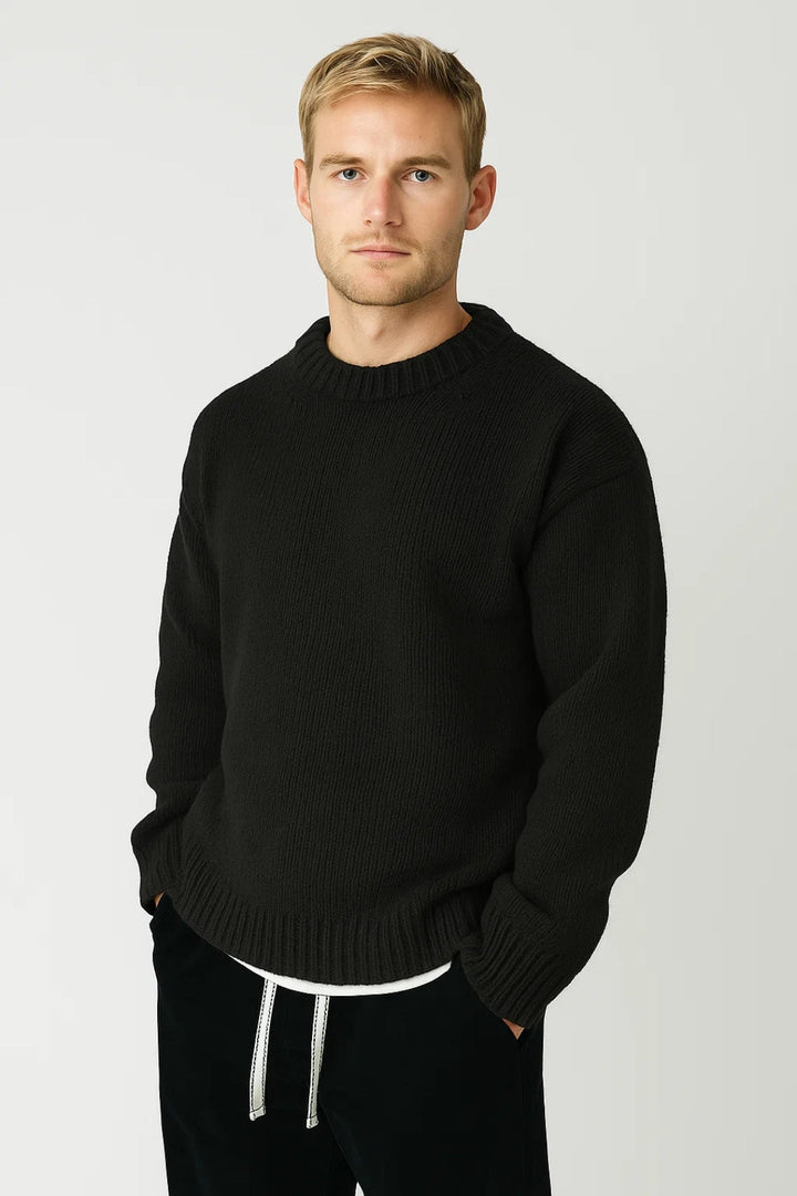 Amon Maglione Homme Col Rond – Pull Décontracté Chaud avec Maille Épaisse et Coupe Décontractée