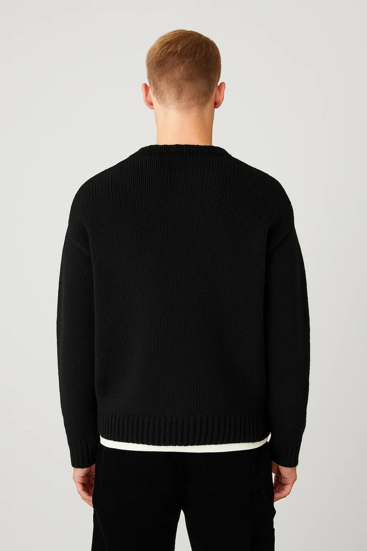 Amon Maglione Homme Col Rond – Pull Décontracté Chaud avec Maille Épaisse et Coupe Décontractée