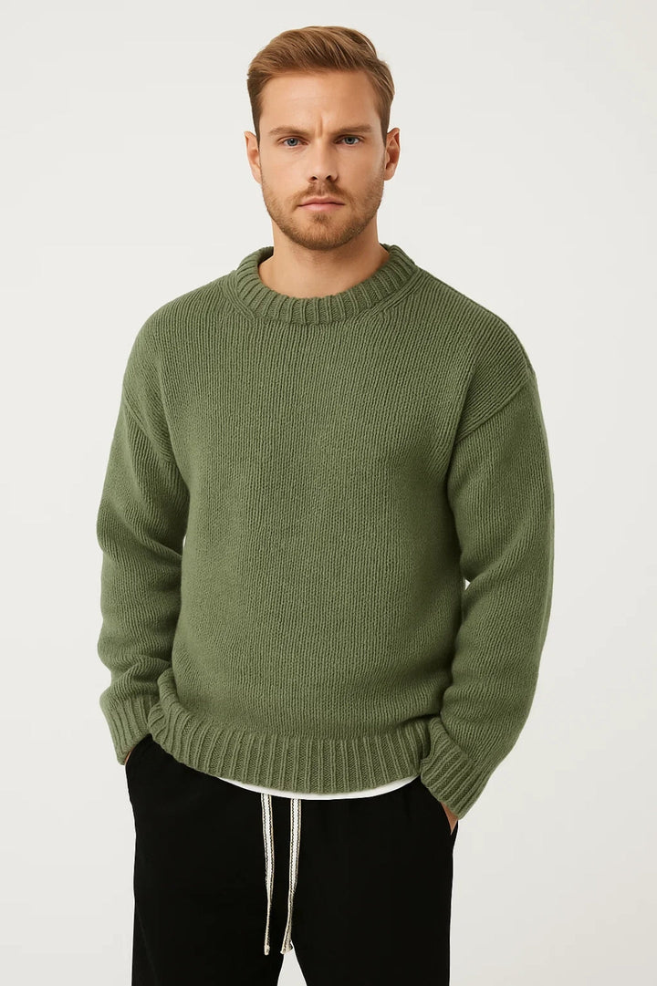 Amon Maglione Homme Col Rond – Pull Décontracté Chaud avec Maille Épaisse et Coupe Décontractée